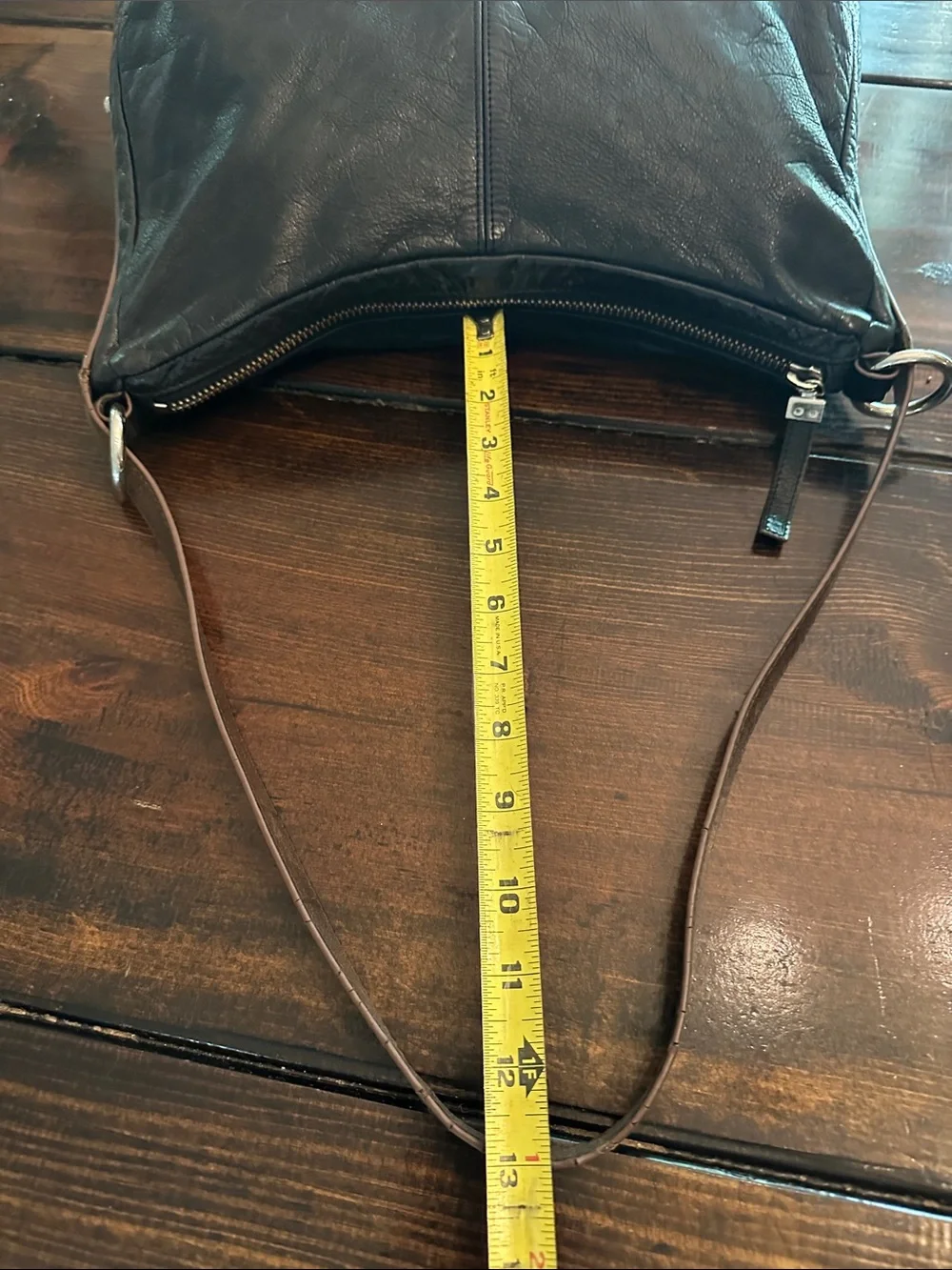 Hobo Black brown strap Leather Shoulder boho zipper Bag purse